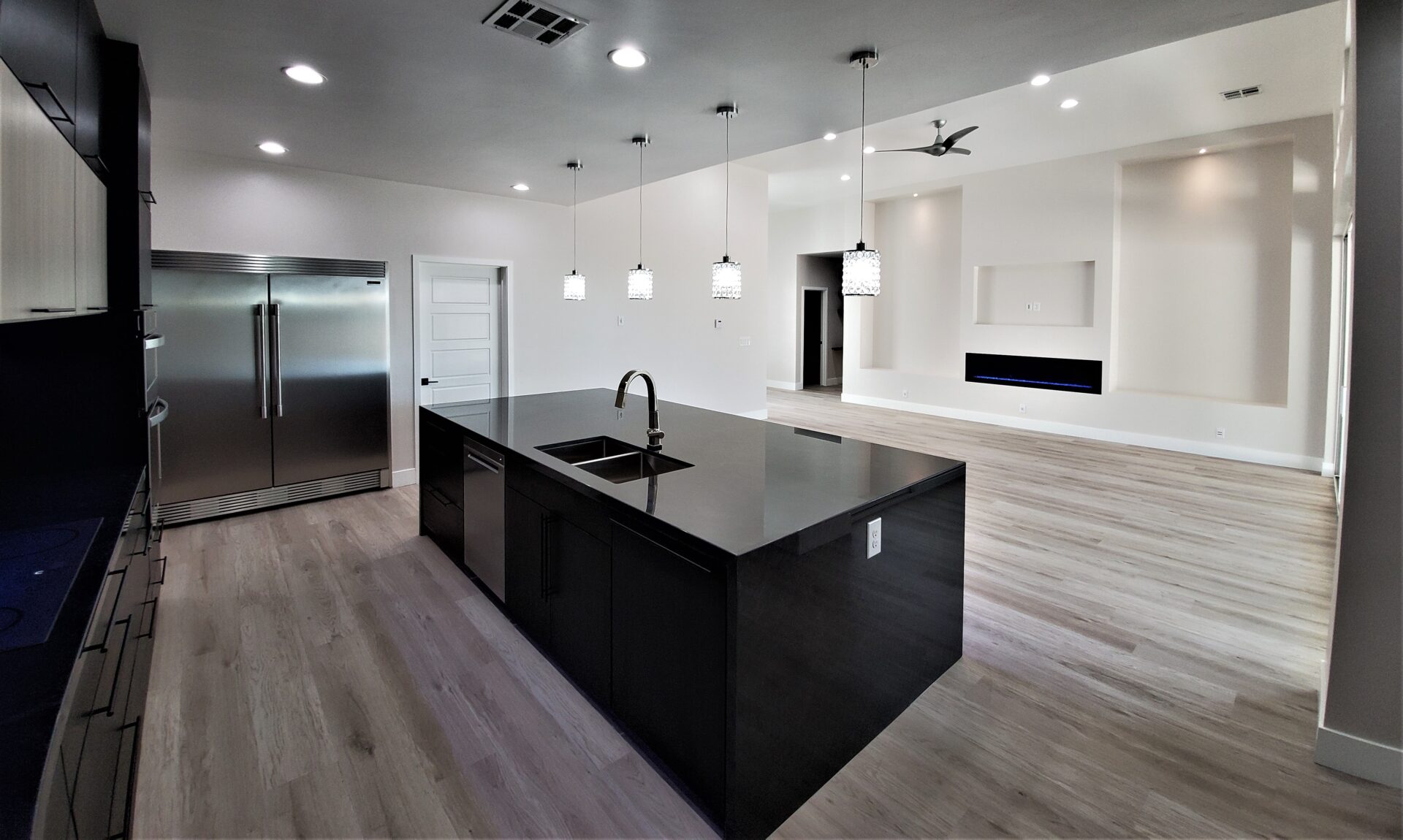 A custom black interior for the kitchen