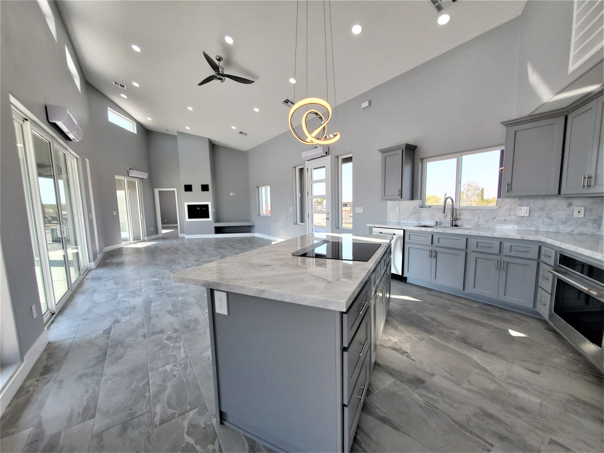 A grey color theme design for the kitchen