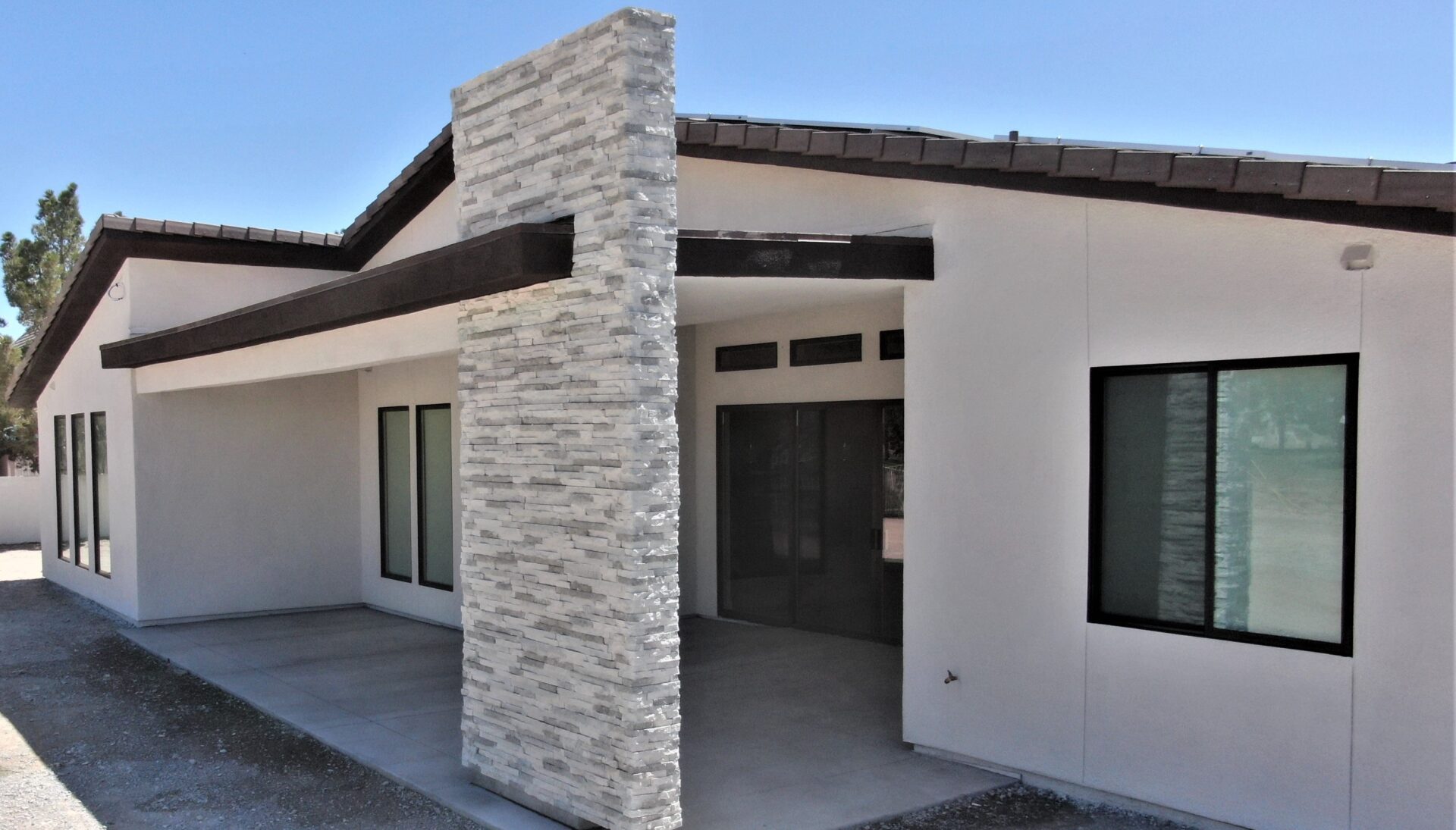 A beautiful constructed house in black and grey color