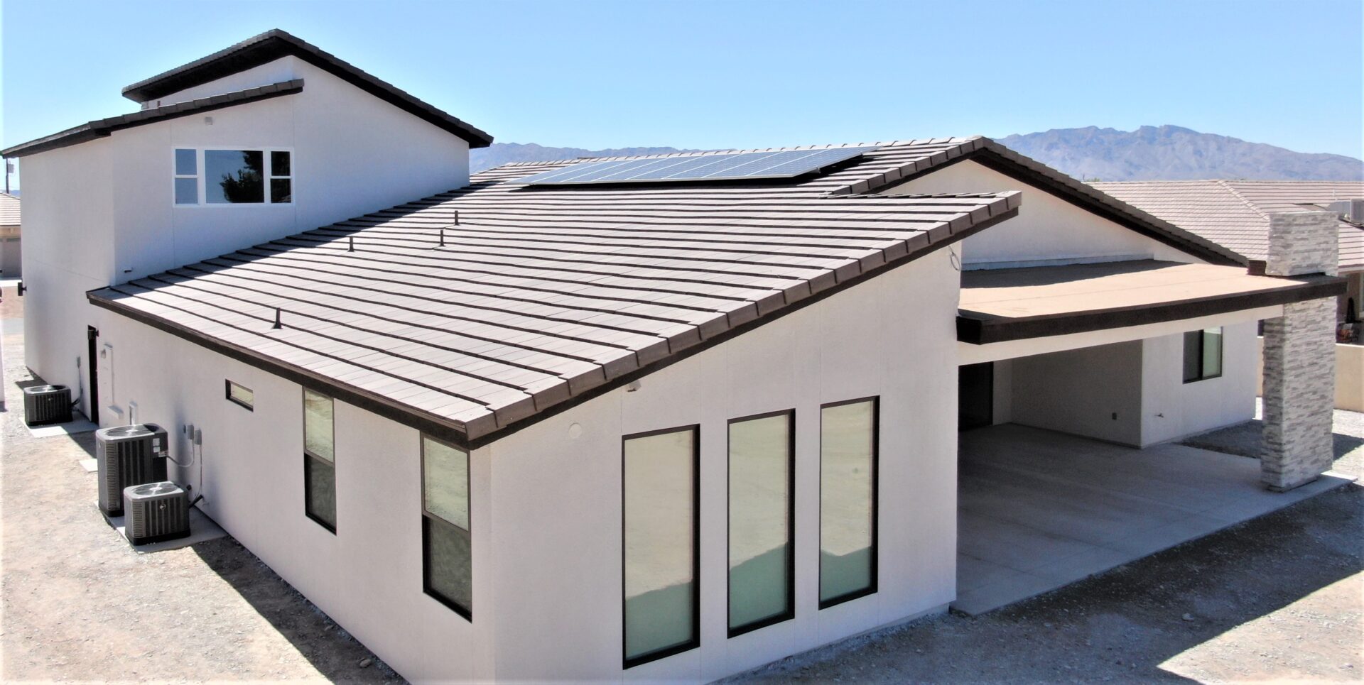 A modern house with solar roofing